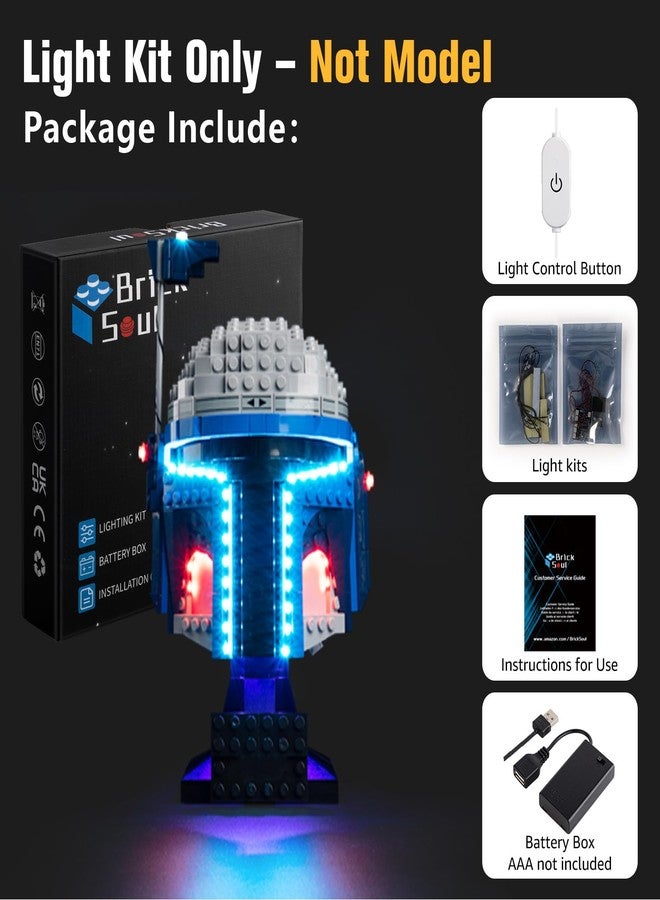 طقم إضاءة BrickSoul متوافق مع خوذة جانغو فيت من ليغو (75408)، ملحقات إضاءة سلكية قابلة للتعتيم مُحسّنة لمجموعة حرب النجوم، غير مُضمنة في مجموعة البناء (75408). - Image 2